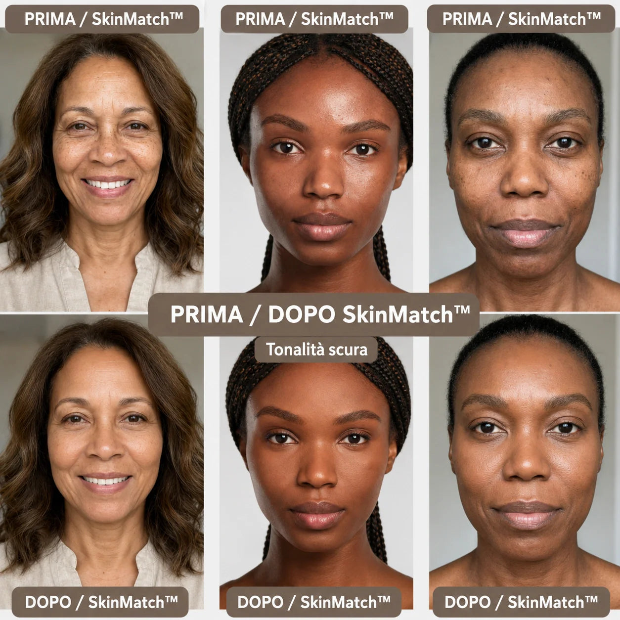 Prima Scelta | Fondotinta intelligente – Pennello integrato e pigmenti adattivi – SkinMatch™