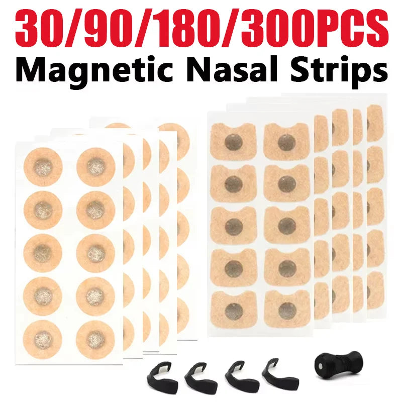 30/90/180/300Pcs Nose Breathing Patches Magnetic Suction Iron Nasal Strips Increase Air Improve Sleeping Reduce Snoring Tools