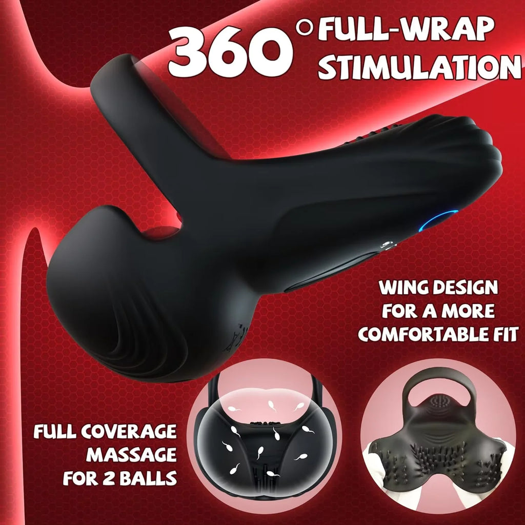 Wireless Vibrating Cock Ring Male Remote Control Penis Ring Ejaculation Delay Testicle Stimulator Adult Sex Toy for Men Couple
