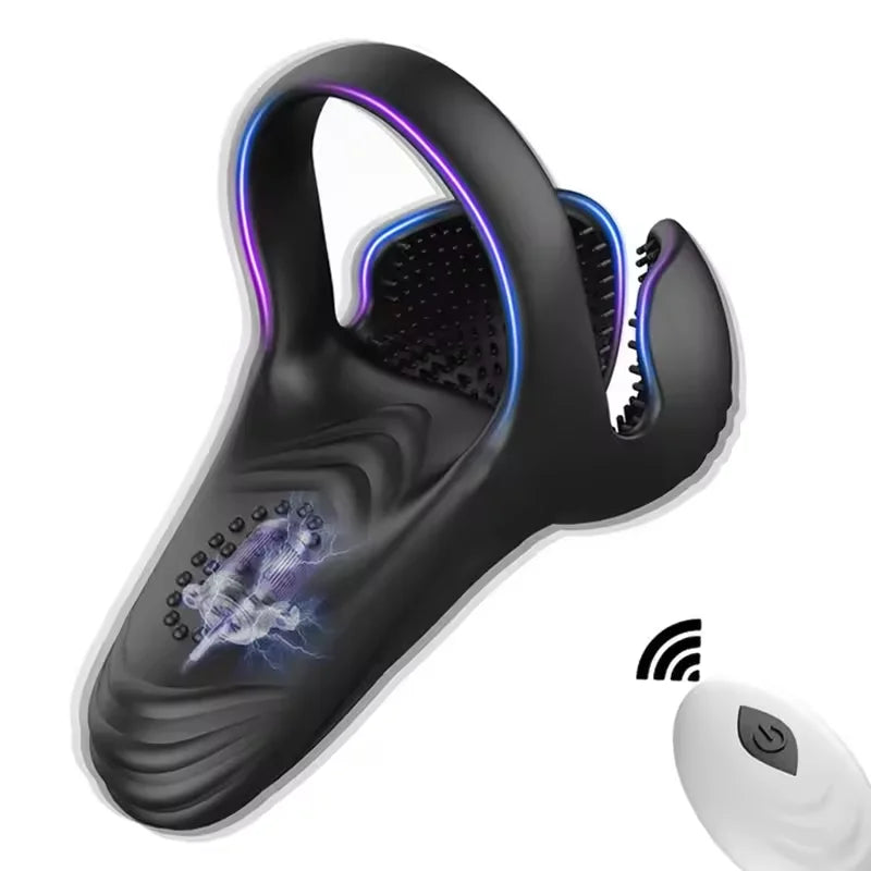 Wireless Vibrating Cock Ring Male Remote Control Penis Ring Ejaculation Delay Testicle Stimulator Adult Sex Toy for Men Couple