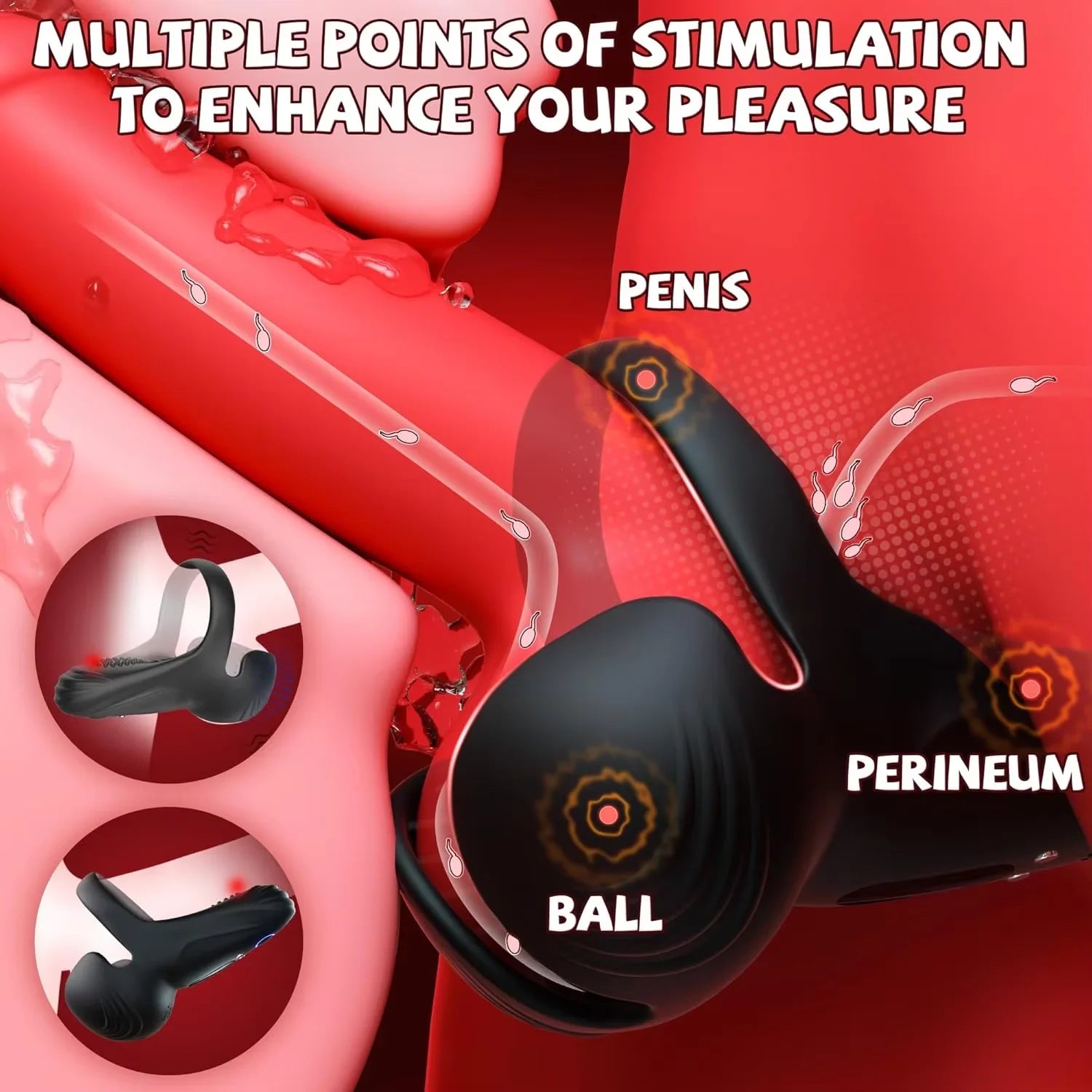 Wireless Vibrating Cock Ring Male Remote Control Penis Ring Ejaculation Delay Testicle Stimulator Adult Sex Toy for Men Couple