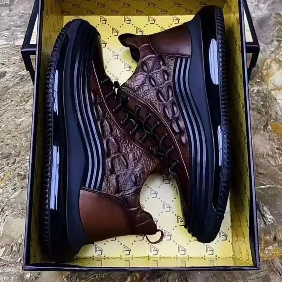 Prima Scelta | Scarpe casual da uomo con stampa coccodrillo e cuscinetto d’aria (stile italiano)